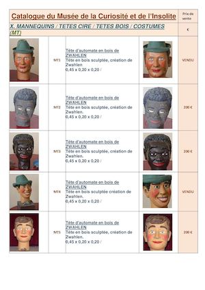 Catalogue Tête Mannequin Costume
