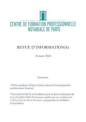Veille juridique mars 2016 et université d'été