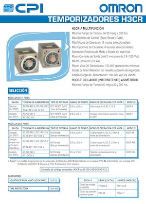 Hojas de Datos -  Temporizadores H3cr Omron