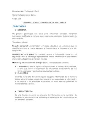 Glosario De Psicologia