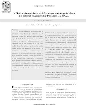 Articulo De Motivación