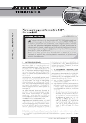 Pautas Para La Presentación De La Daot Ejercicio 2015