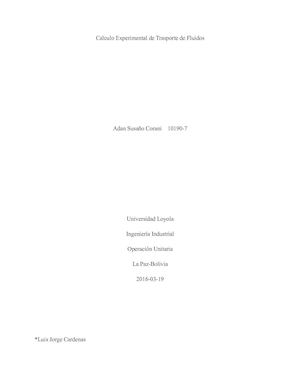 CALCULO EXPERIMENTAL DE TRASPORTE DE FLUIDOS