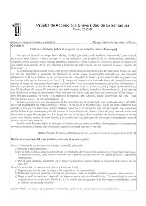 EXAMEN SELECTIVIDAD EXTREMADURA JUNIO 2014