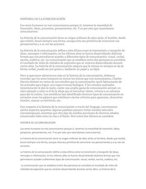 Historia De La Comunicación