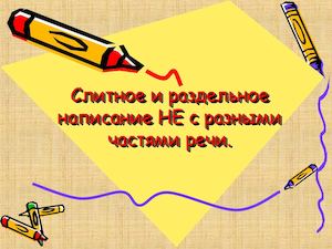 написание не с разными частями речи