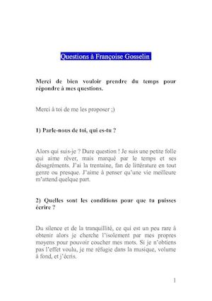 Questionnaire Françoise Gosselin