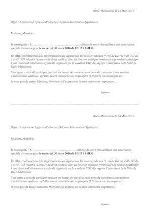 Modéle Autorisation D'absence