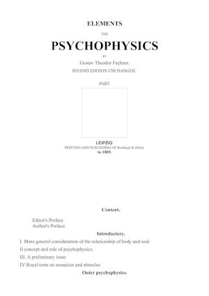 Elements The Psychophysics 01 English Gustav Theodor Fechner