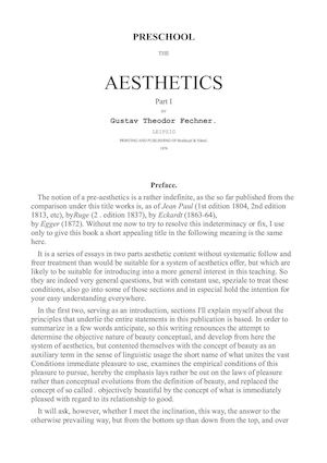 Preschool The Aesthetics 01 English Gustav Theodor Fechner