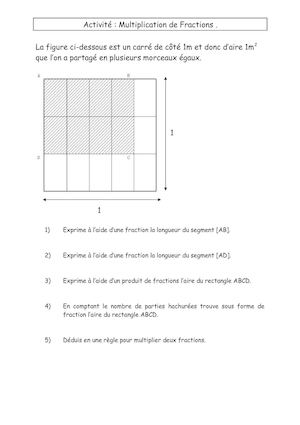 Activité Multiplication De Fraction
