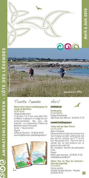 Guide Animations Avril à Juin 2016 - Office de tourisme Lesneven - Côte des Légendes