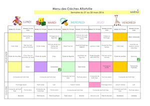 Menus des crèches à Alfortville - Mars/avril 2016