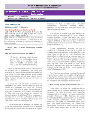 semana del 28 Marzo 2016 vida y ministerio cristianos