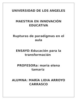 Ensayo Transformacion