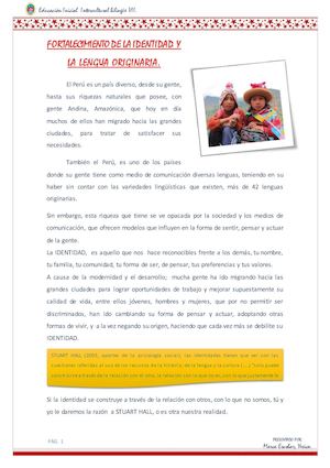 ENSAYO FORTALECIMIENTO DE LA IDENTIDAD