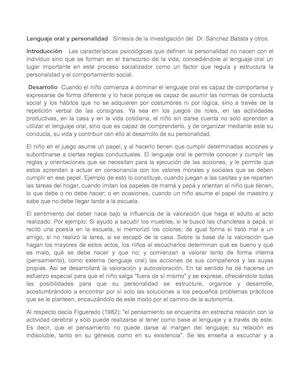 Lenguaje Oral Y Personalidad