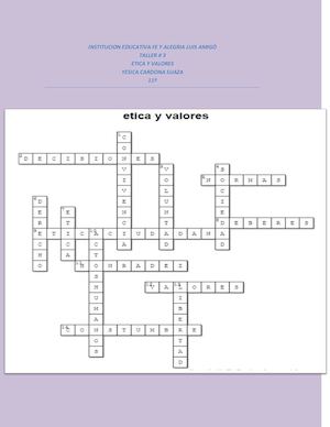 Taller # 3 Etica Yesica Crucigrama