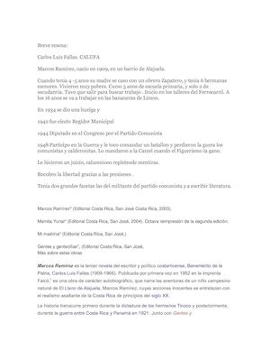 Breve Resena De Marcos Ramírez