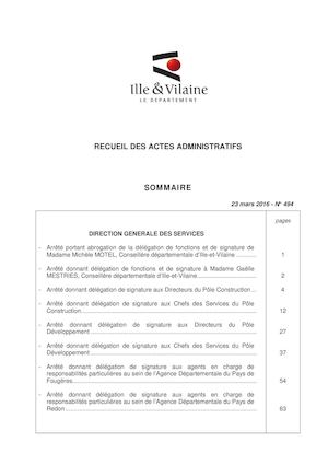 Raa N°494 Cp 29 février et arrêtés