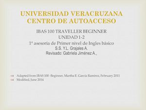 IBAS 100 1a. ASESESORÍA- TRAVELLER BEGINNERS UNITS 1 2