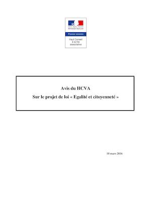 Avis HCVA sur le projet de loi "Egalité et citoyenneté"