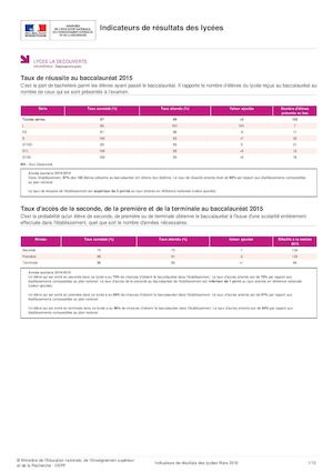 Classement des lycées Général et Technologique 2016 - Aveyron