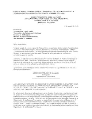 CONVENCION INTERAMERICANA PARA PREVENIR, SANCIONAR Y ERRADICAR LA VIOLENCIA CONTRA LA MUJER, (CONVENCION DE BELEM DO PARA).