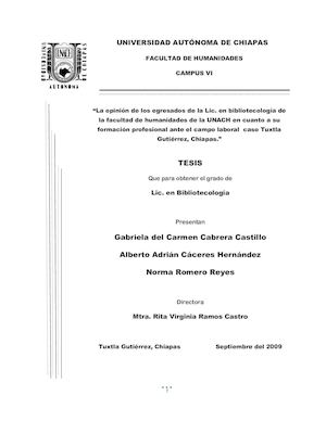 La Opinion De Los Egresados (Tesis)