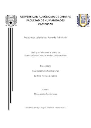 Tesis Propuesta Televisiva Pase De Admision