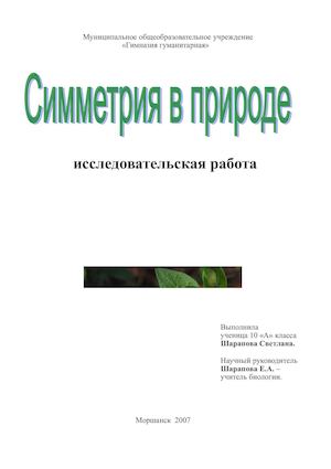 Научная работа Симметрия