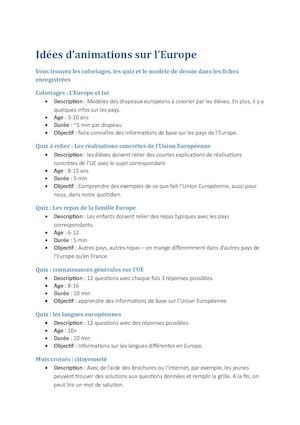Explications Idées D'animations Sur L'europe