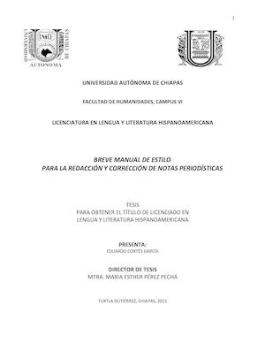 Breve Manual De Estilo Para La Redacción Y Corrección De Notas Periodísticas