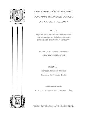 Tesis Impacto De La Politicas De Acreditacion Del Programa Educativo De La Licenciatura En Comun