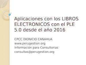 APLICACIONES CON LOS LIBROS ELECTRONICOS CON EL PLE 5.0 DESDE EL AÑO  2016