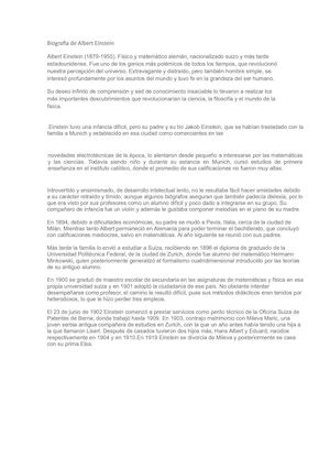 Biografía De Albert Einstein