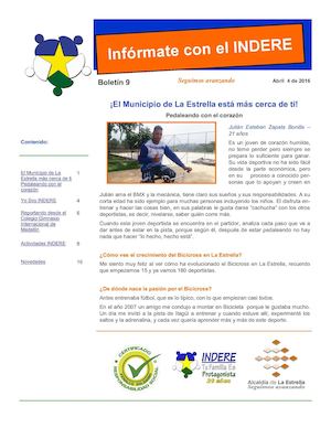 Infórmate con el Indere Boletín Nro. 9 del 4 de Abril de 2016