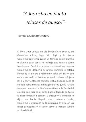 A Las Ocho En Punto ¡clases De Queso! álvaro
