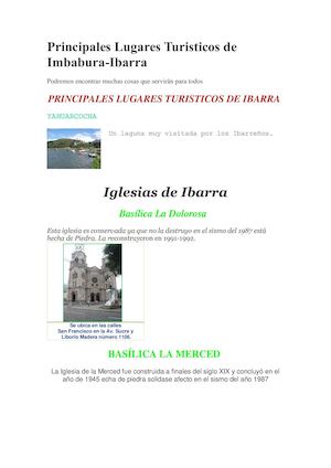Principales Lugares Turisticos De Imbabura