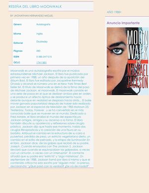 Reseña Del Libro Moonwalk