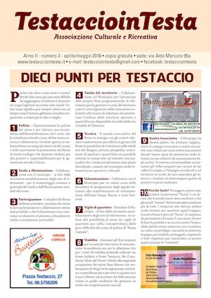 TESTACCIO IN TESTA n. 2 - ANNO 2016