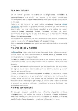 Qué Son Valores