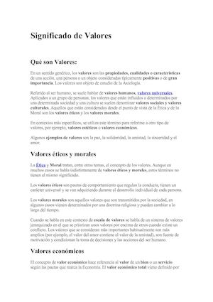 Significado De Valores