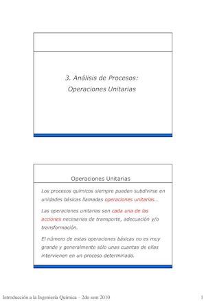 Operaciones Unitarias Introducción Ingeniería Química