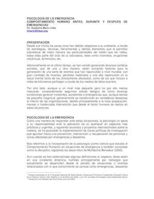 PSICOLOGIA DE LA EMERGENCIA _ INTRODUCCION