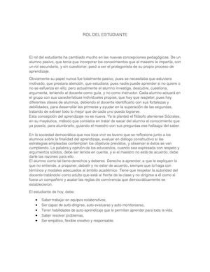 Rol Del Estudiante