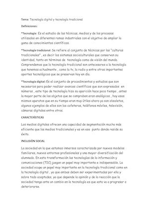 Tecnologias Digital y tradicional