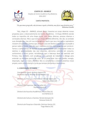 Carta Proposta - Chapa Animus
