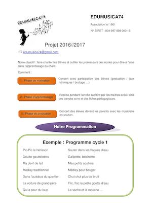Projet Pedagogique Edumusica 2016 2017