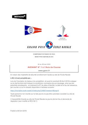 Gpen 2016 Avenant N° 1 à L'ac